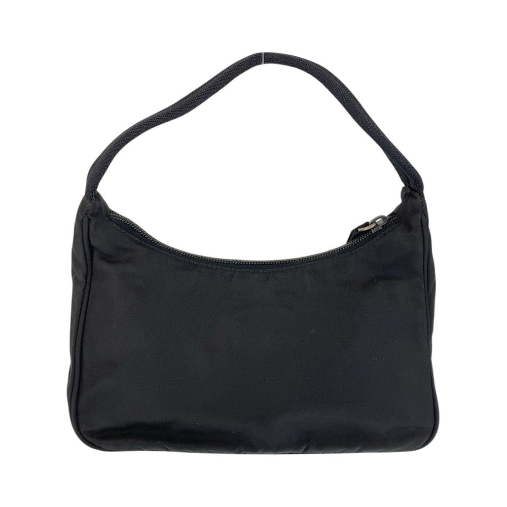 PRADA Handbag Nylon Black SilverMetal Handbag Test Triangle With logo Women Used Authentic