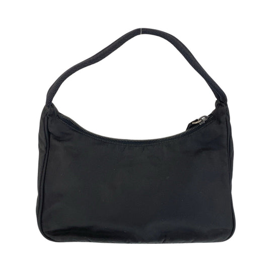 PRADA Handbag Nylon Black SilverMetal Handbag Test Triangle With logo Women Used Authentic