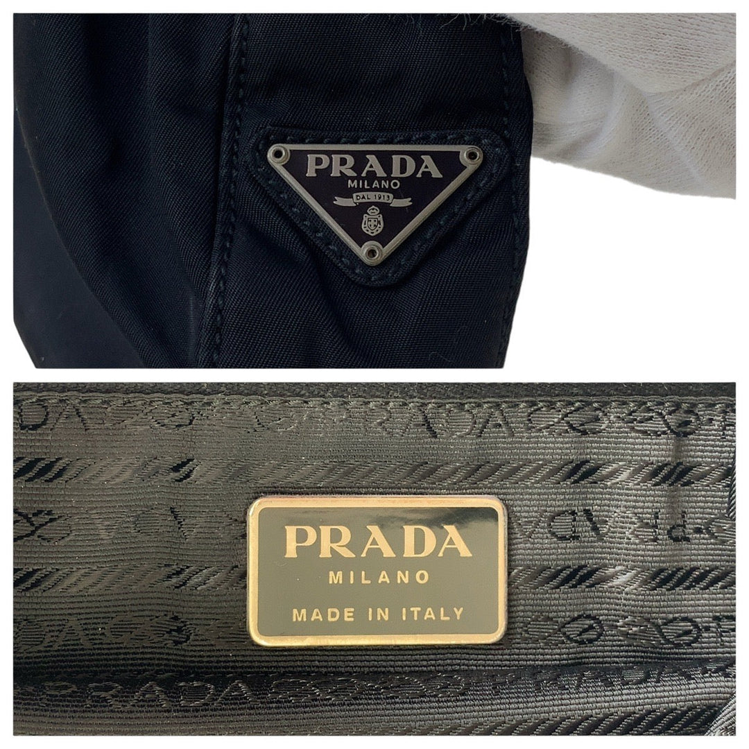 PRADA Shoulder Bag Nylon, Plastic Black SilverMetal Test Triangle With logo Women Used Authentic