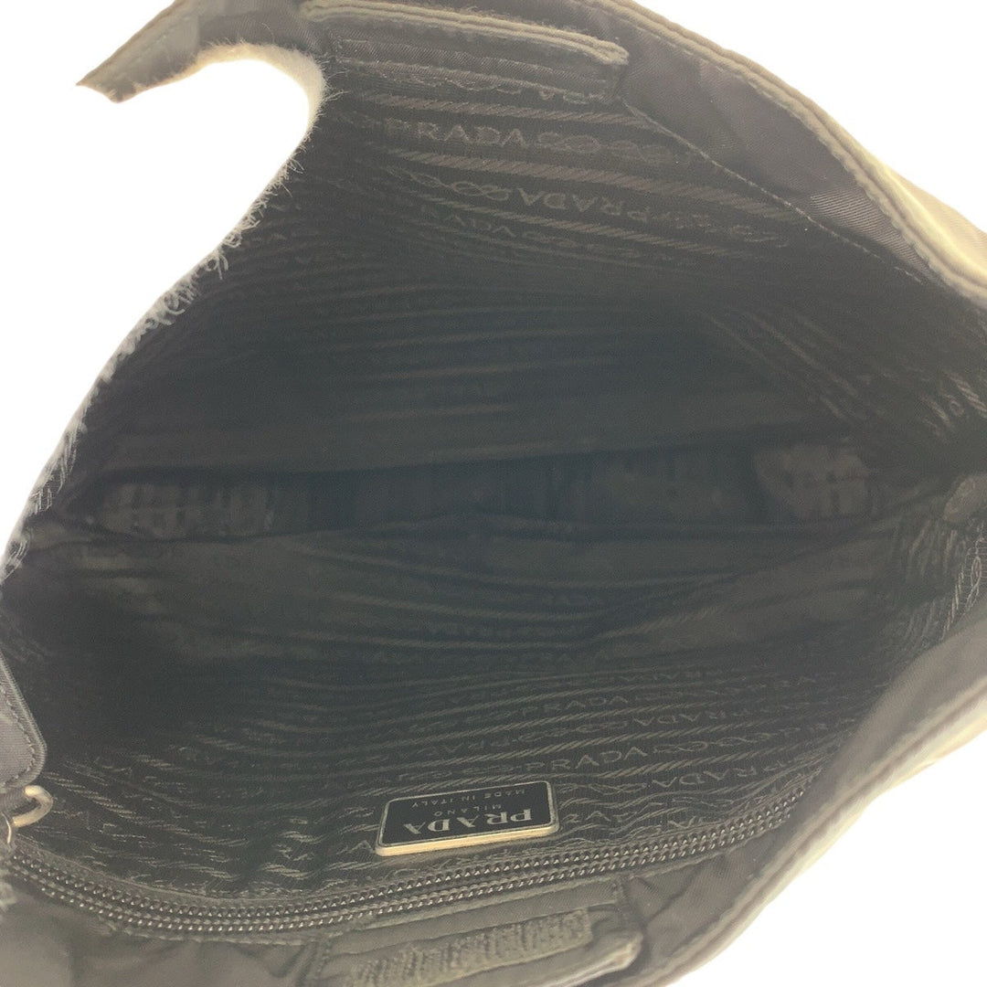 PRADA Shoulder Bag Nylon, Plastic Black SilverMetal Test Triangle With logo Women Used Authentic