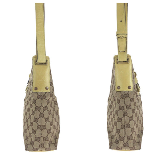 GUCCI Shoulder Bag 110291 GG canvas, leather Yellow Beige Gold Metal Jackie Women Used Authentic