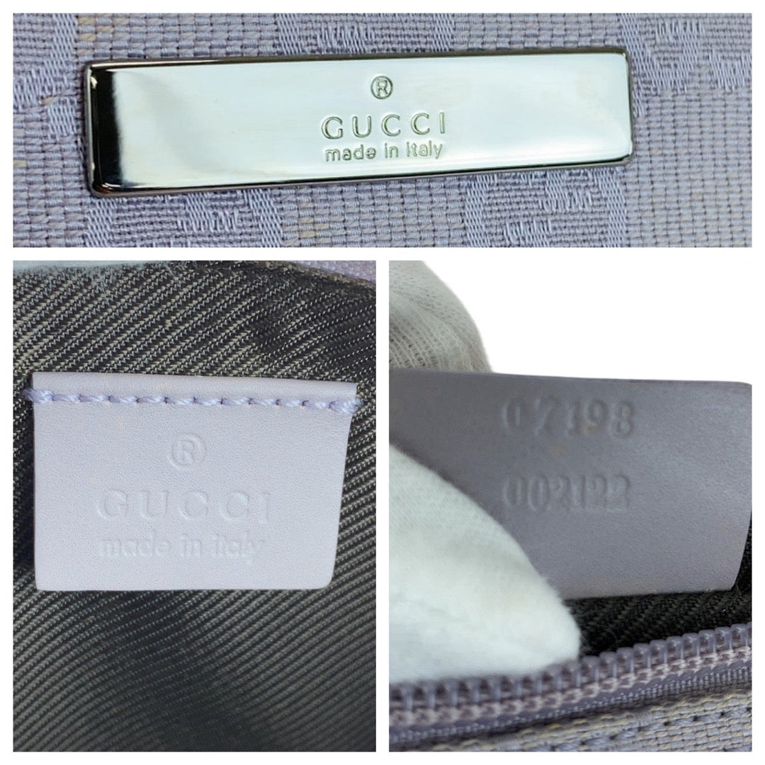 GUCCI Handbag 7198 GG canvas, leather Grey SilverMetal Handbag accessory pouch Women Used Authentic