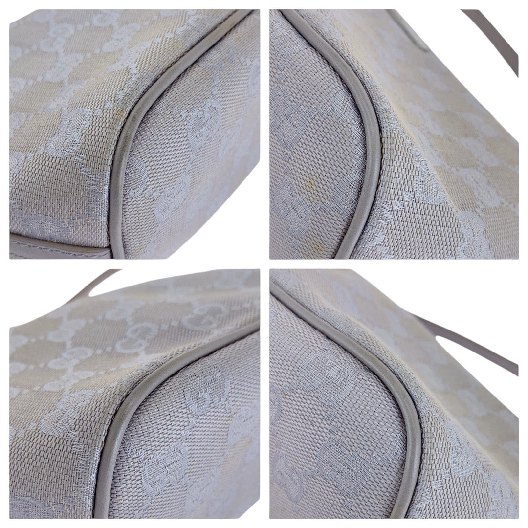 GUCCI Handbag 7198 GG canvas, leather Grey SilverMetal Handbag accessory pouch Women Used Authentic