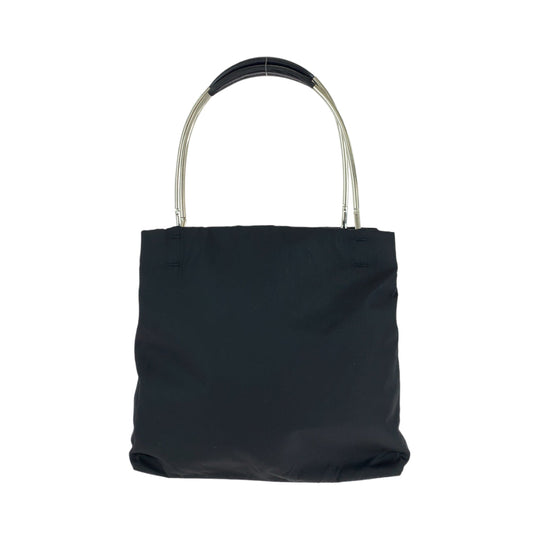 PRADA Handbag B9213 Nylon Black SilverMetal Handbag Tote Bag Tess Triangle With logo Women Used Authentic