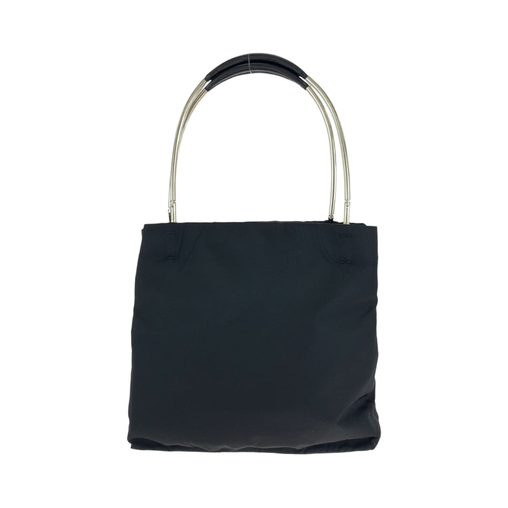 PRADA Handbag B9213 Nylon Black SilverMetal Handbag Tote Bag Tess Triangle With logo Women Used Authentic
