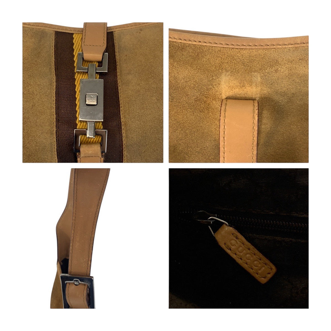 GUCCI Shoulder Bag 001.3306 2684 Suede Brown Multicolor SilverMetal Hobo Shoulder Bag Jackie Shelly Line Women Used Authentic