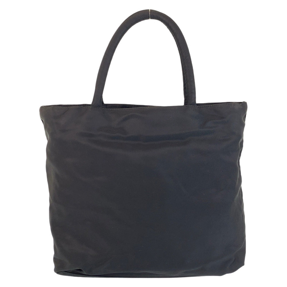 PRADA Tote Bag Nylon BlackSilverMetal Tote Bag handbag Test Triangle With logo Women Used Authentic