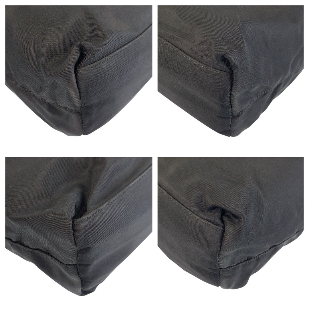 PRADA Tote Bag Nylon BlackSilverMetal Tote Bag handbag Test Triangle With logo Women Used Authentic