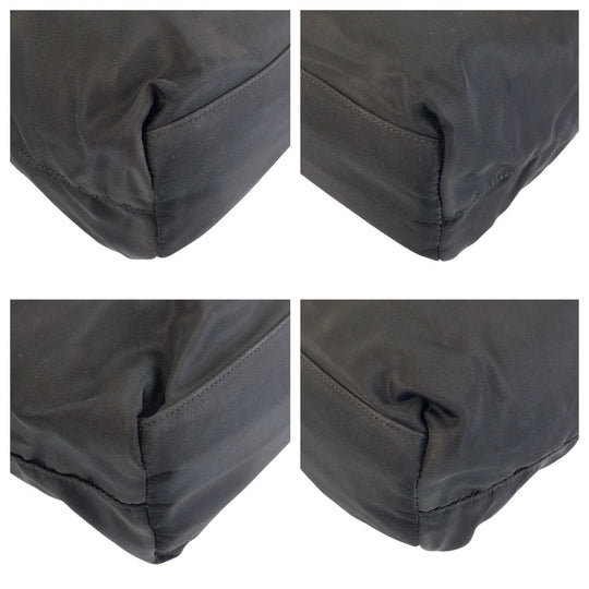 PRADA Tote Bag Nylon BlackSilverMetal Tote Bag handbag Test Triangle With logo Women Used Authentic