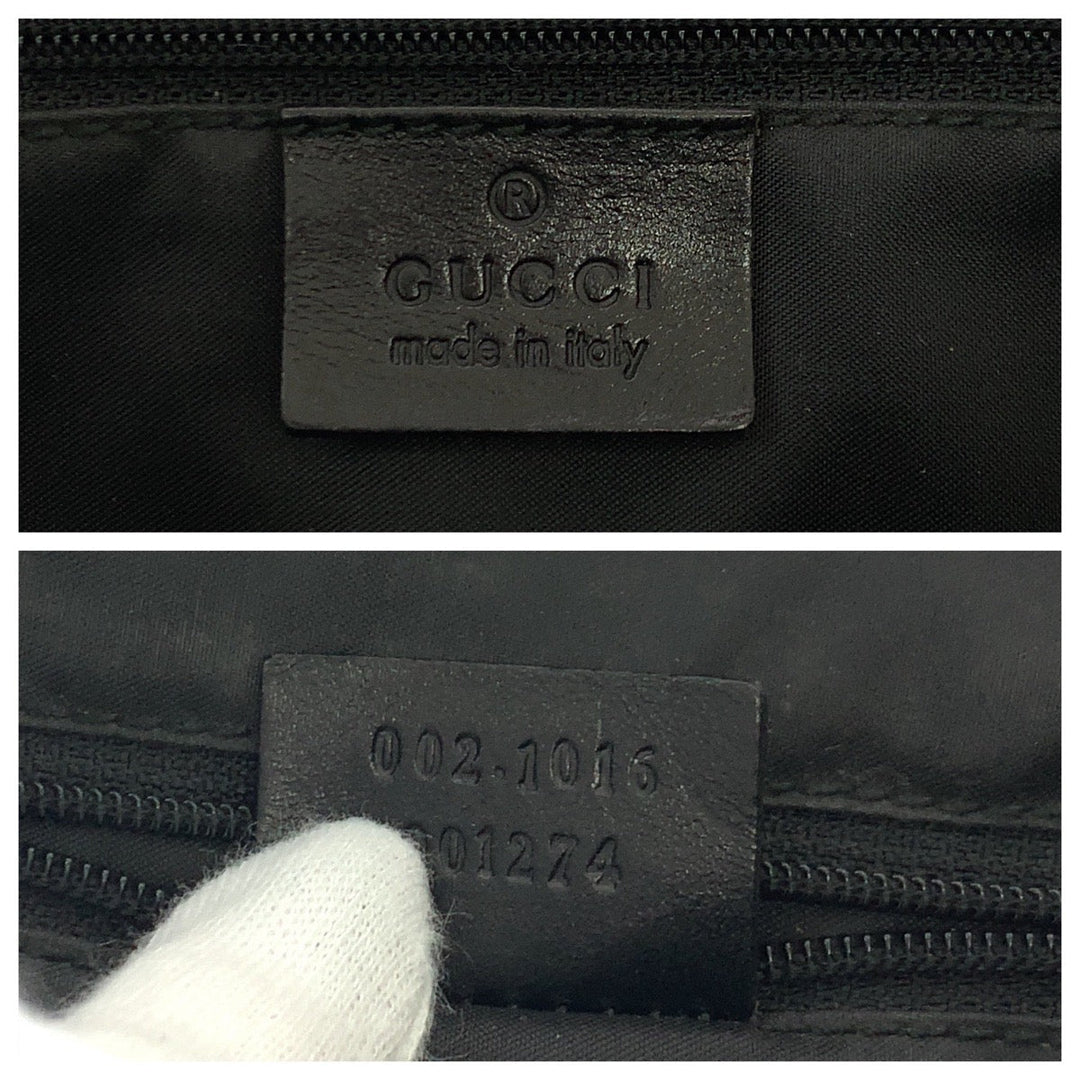 GUCCI Handbag 002 1016 Nylon Black SilverMetal Handbag Tote Bag Bamboo Women Used Authentic