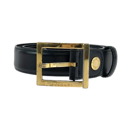 BVLGARI belt leather black Belt buckle Square buckle mens No Size (See Description) Used Authentic