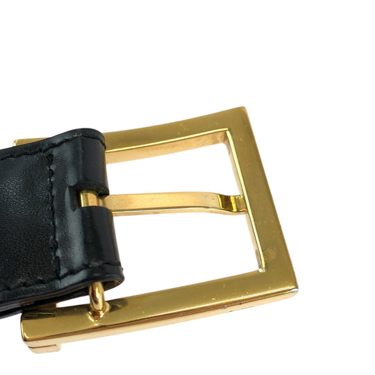 BVLGARI belt leather black Belt buckle Square buckle mens No Size (See Description) Used Authentic