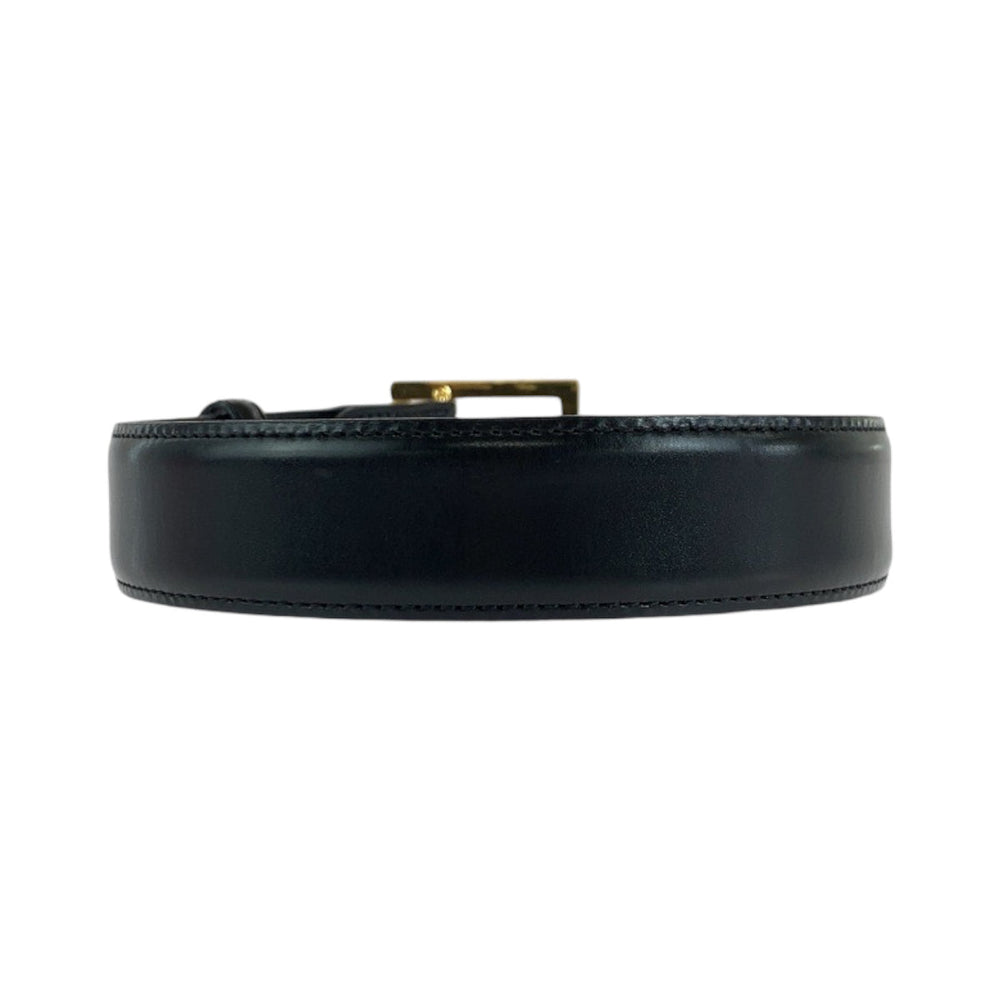 BVLGARI belt leather black Belt buckle Square buckle mens No Size (See Description) Used Authentic