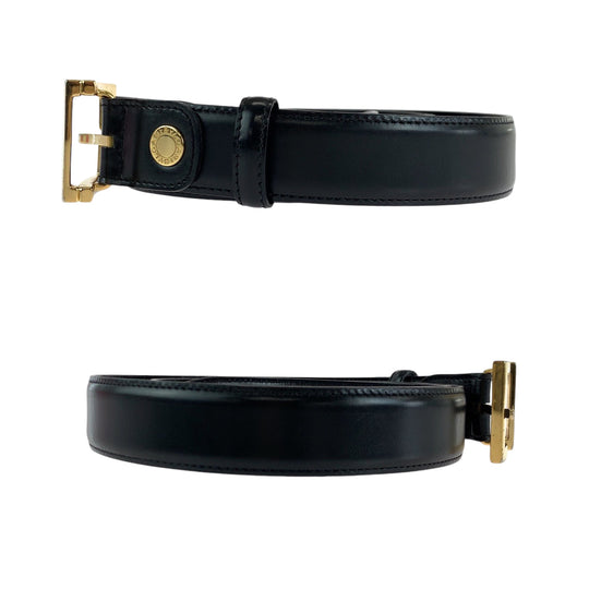 BVLGARI belt leather black Belt buckle Square buckle mens No Size (See Description) Used Authentic