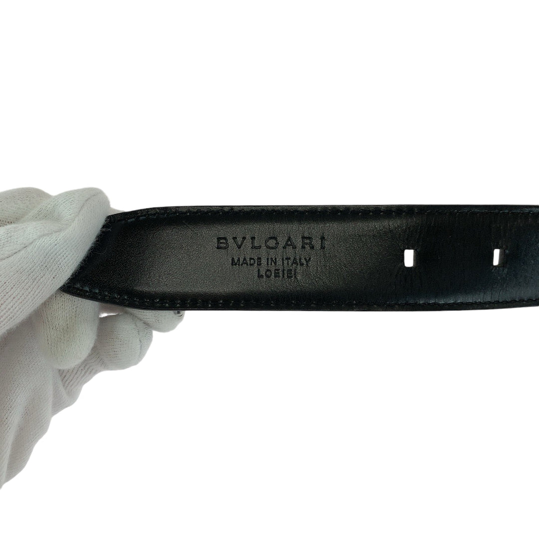 BVLGARI belt leather black Belt buckle Square buckle mens No Size (See Description) Used Authentic