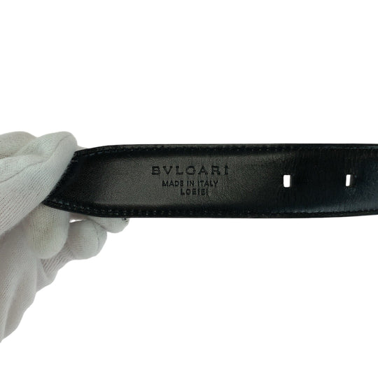 BVLGARI belt leather black Belt buckle Square buckle mens No Size (See Description) Used Authentic