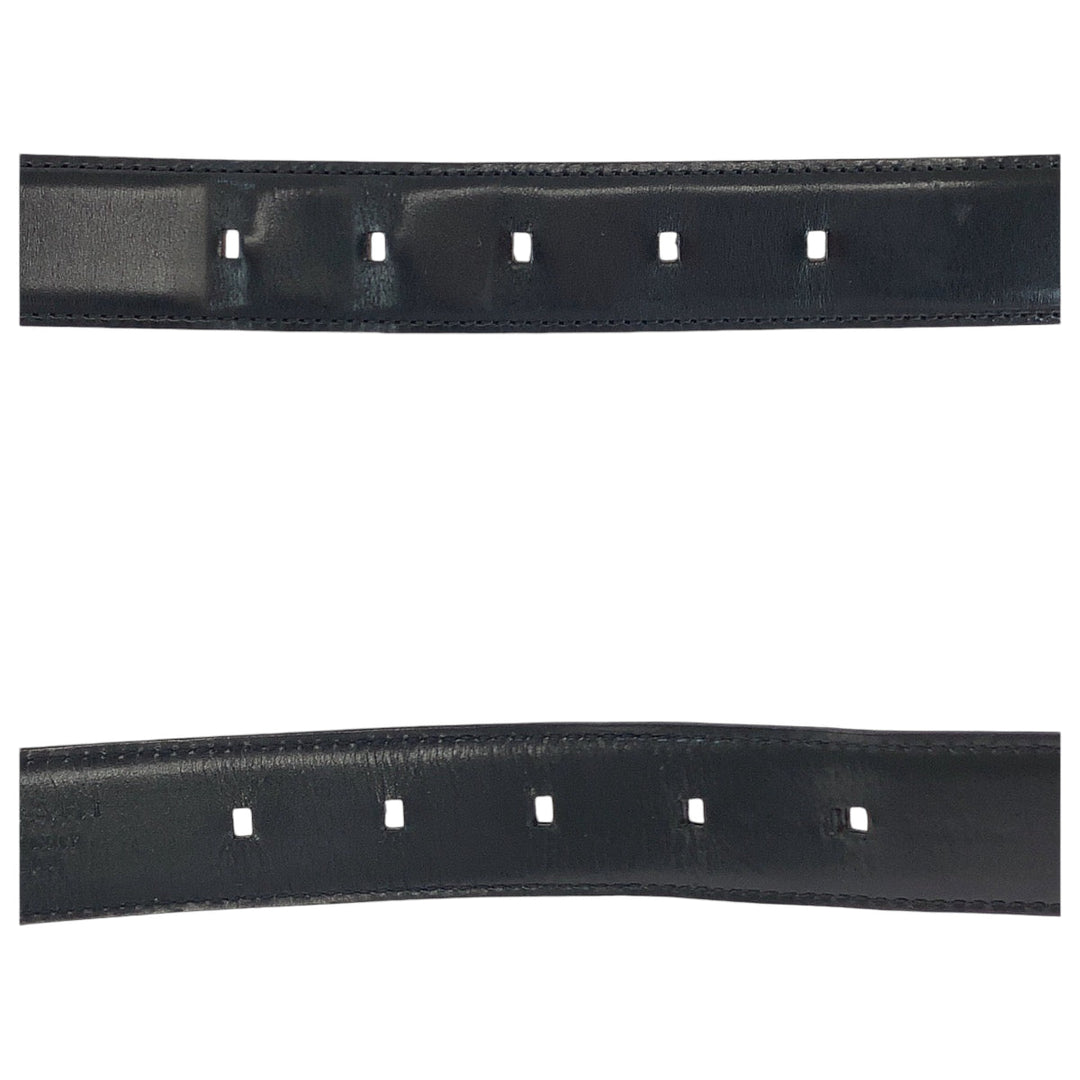 BVLGARI belt leather black Belt buckle Square buckle mens No Size (See Description) Used Authentic