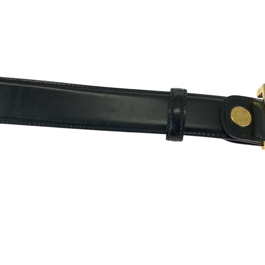 BVLGARI belt leather black Belt buckle Square buckle mens No Size (See Description) Used Authentic