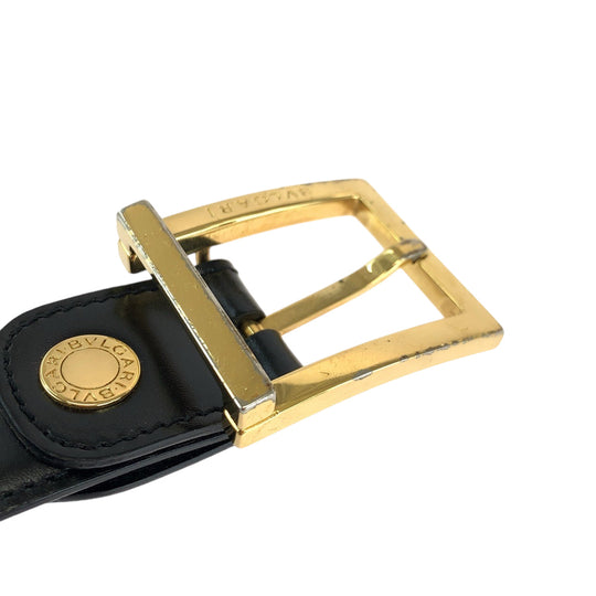 BVLGARI belt leather black Belt buckle Square buckle mens No Size (See Description) Used Authentic