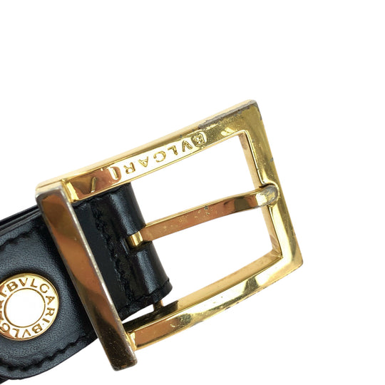 BVLGARI belt leather black Belt buckle Square buckle mens No Size (See Description) Used Authentic