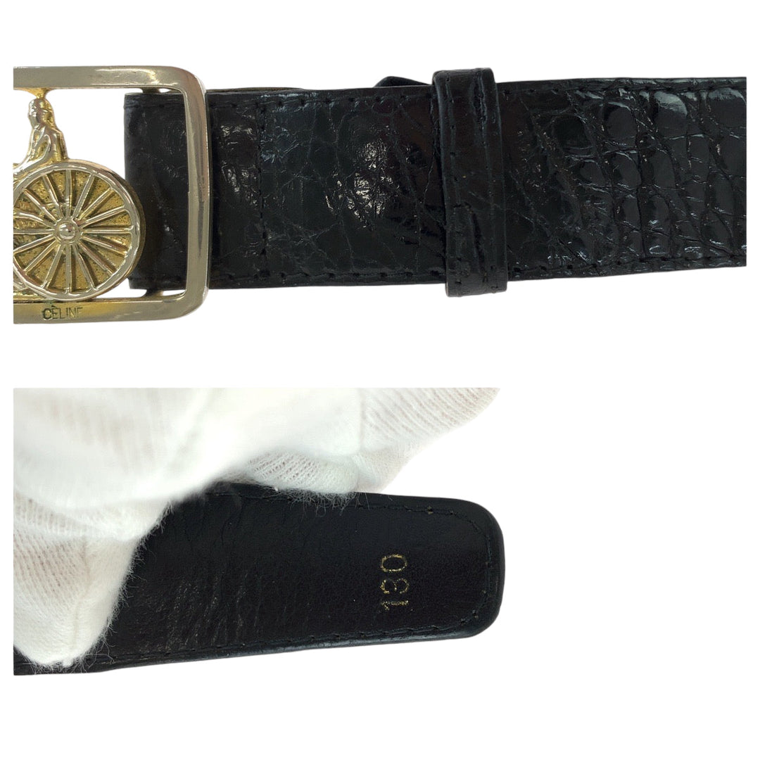 CELINE belt leather black Hose carriage