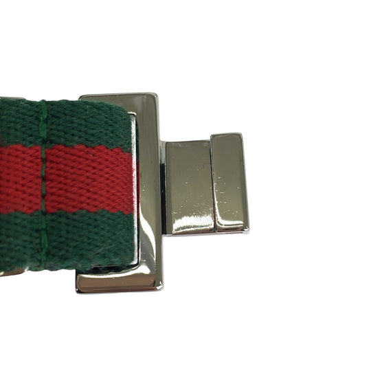 GUCCI belt canvas Silver Red Green Belt buckle Sherry line Metal buckle web belt mens No Size (See Description) Used Authentic