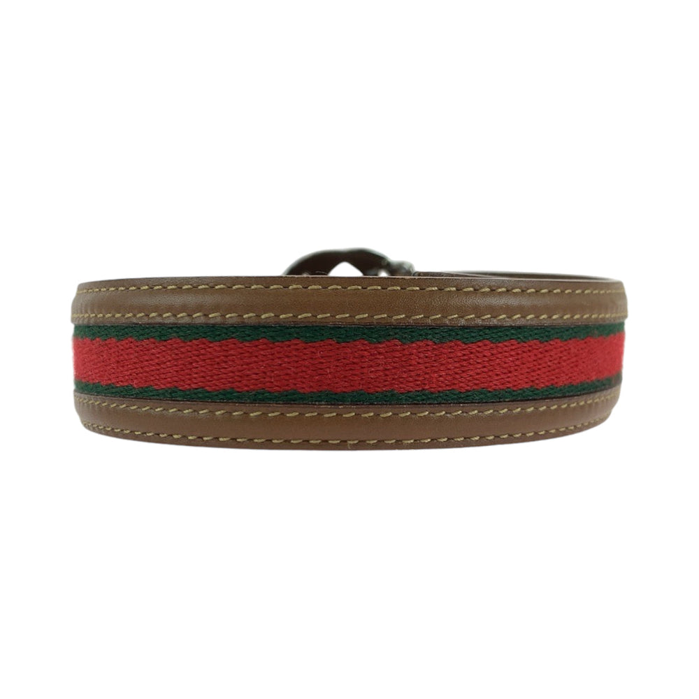 GUCCI belt 037 1192 leather Brown Belts Unisex sherry line interlocking Women 30 Used Authentic