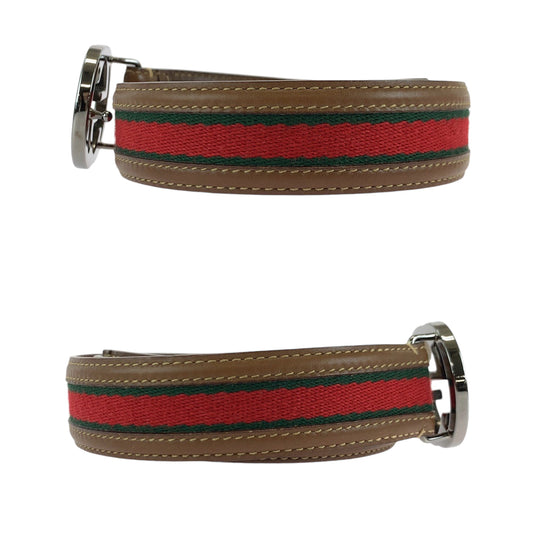 GUCCI belt 037 1192 leather Brown Belts Unisex sherry line interlocking Women 30 Used Authentic