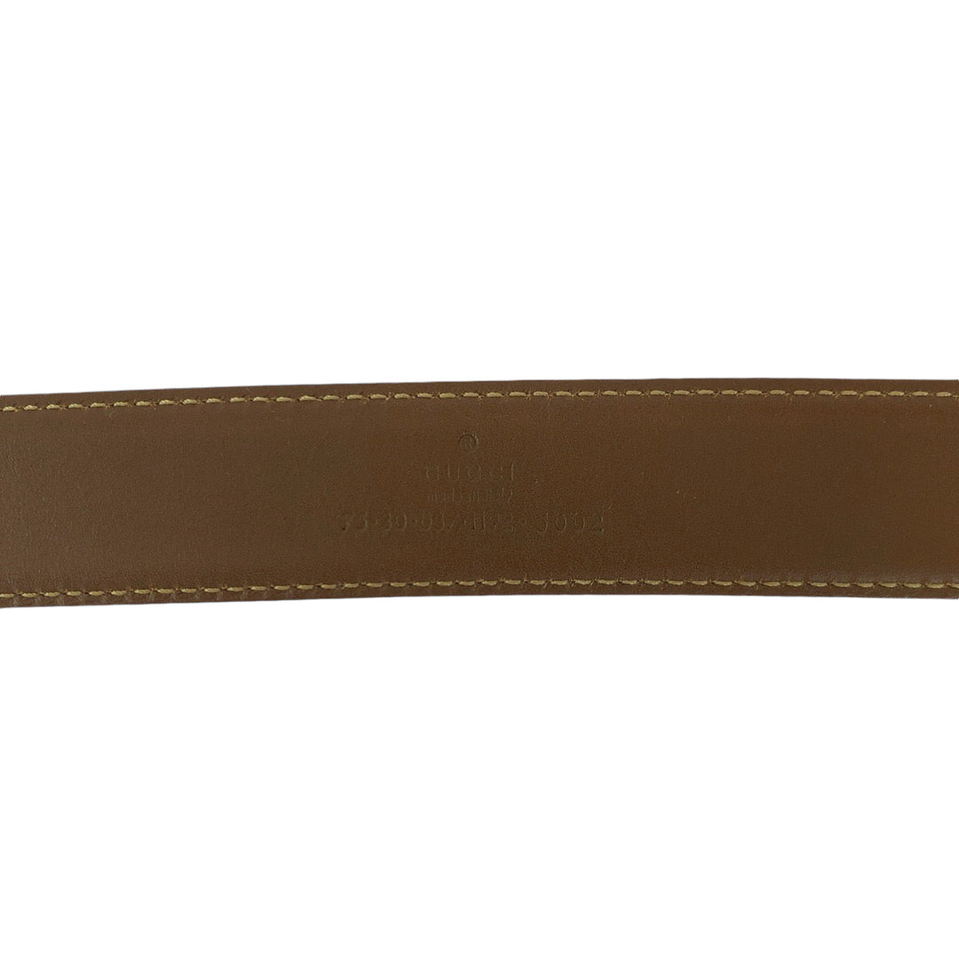 GUCCI belt 037 1192 leather Brown Belts Unisex sherry line interlocking Women 30 Used Authentic