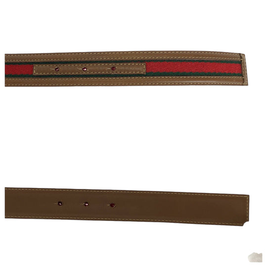 GUCCI belt 037 1192 leather Brown Belts Unisex sherry line interlocking Women 30 Used Authentic