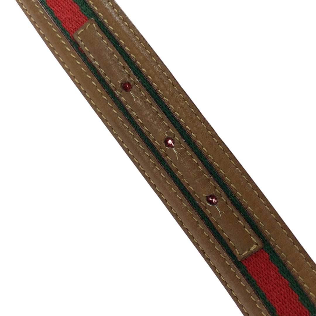 GUCCI belt 037 1192 leather Brown Belts Unisex sherry line interlocking Women 30 Used Authentic