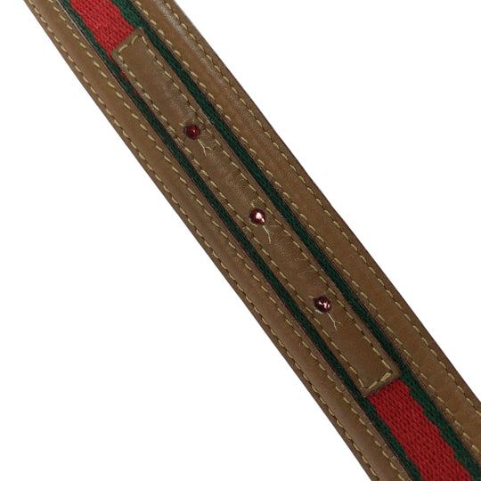 GUCCI belt 037 1192 leather Brown Belts Unisex sherry line interlocking Women 30 Used Authentic