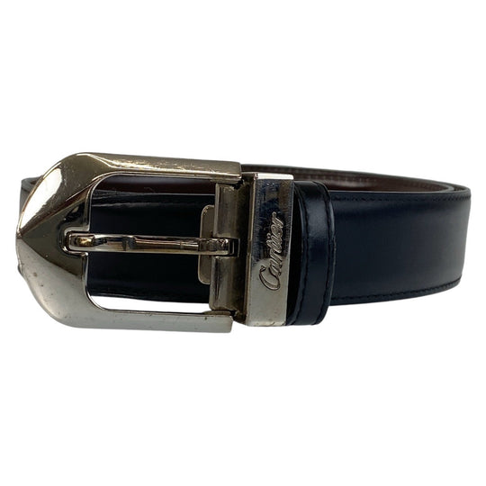 CARTIER belt leather black belt mens Used Authentic
