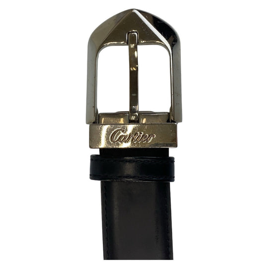 CARTIER belt leather black belt mens Used Authentic