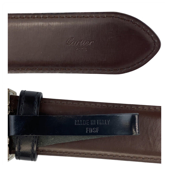 CARTIER belt leather black belt mens Used Authentic