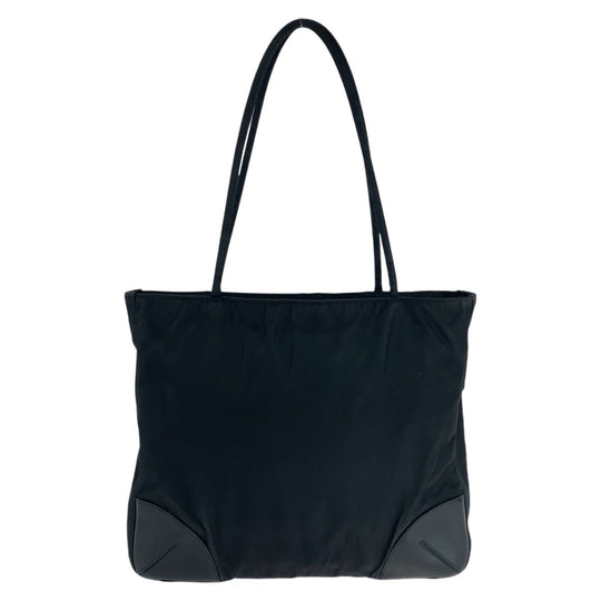 PRADA Tote Bag Nylon BlackSilverMetal Tote Bag Shoulder Bag Test Triangle With logo Women Used Authentic