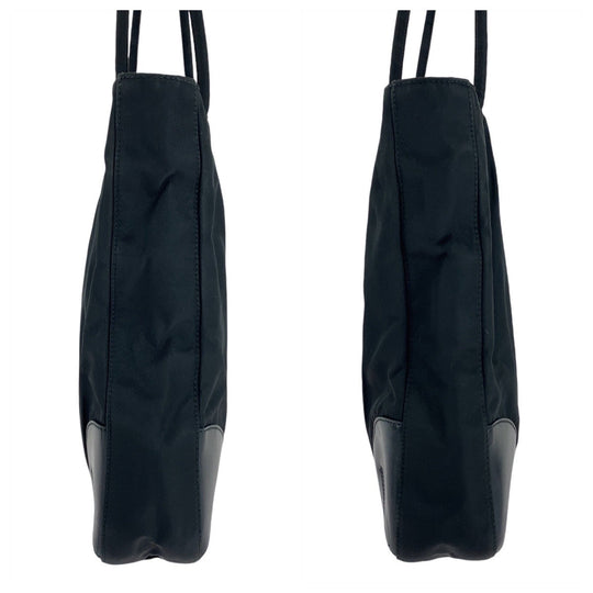 PRADA Tote Bag Nylon BlackSilverMetal Tote Bag Shoulder Bag Test Triangle With logo Women Used Authentic