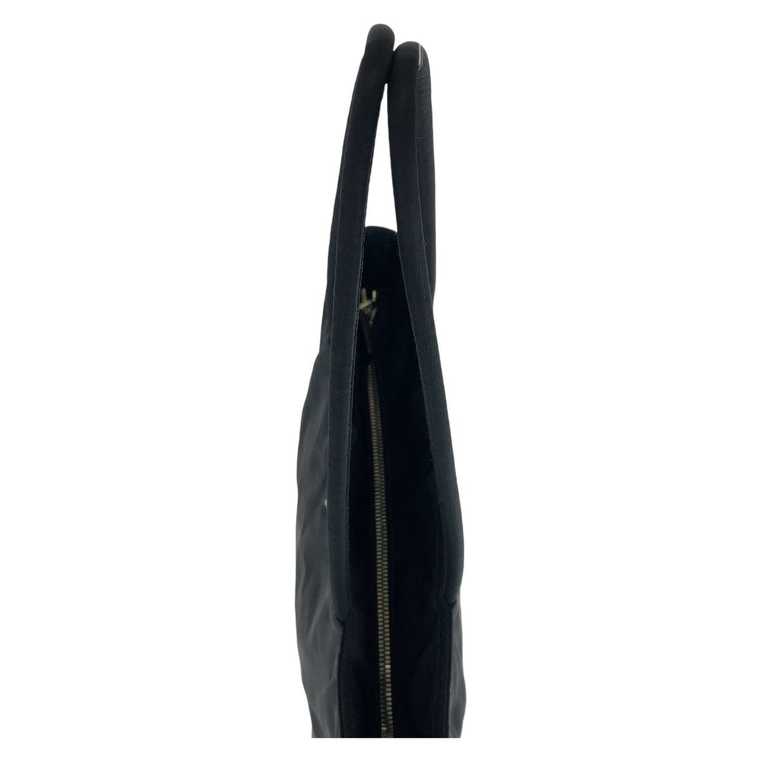 PRADA Tote Bag Nylon BlackSilverMetal Tote Bag Shoulder Bag Test Triangle With logo Women Used Authentic