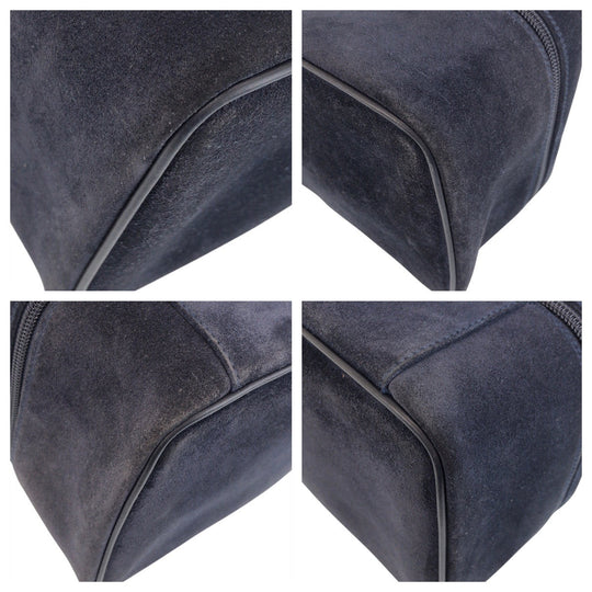 GUCCI Handbag 032 1705 0140 Suede Navy Gold Metal Handbag vanity bag Horsebit Women Used Authentic