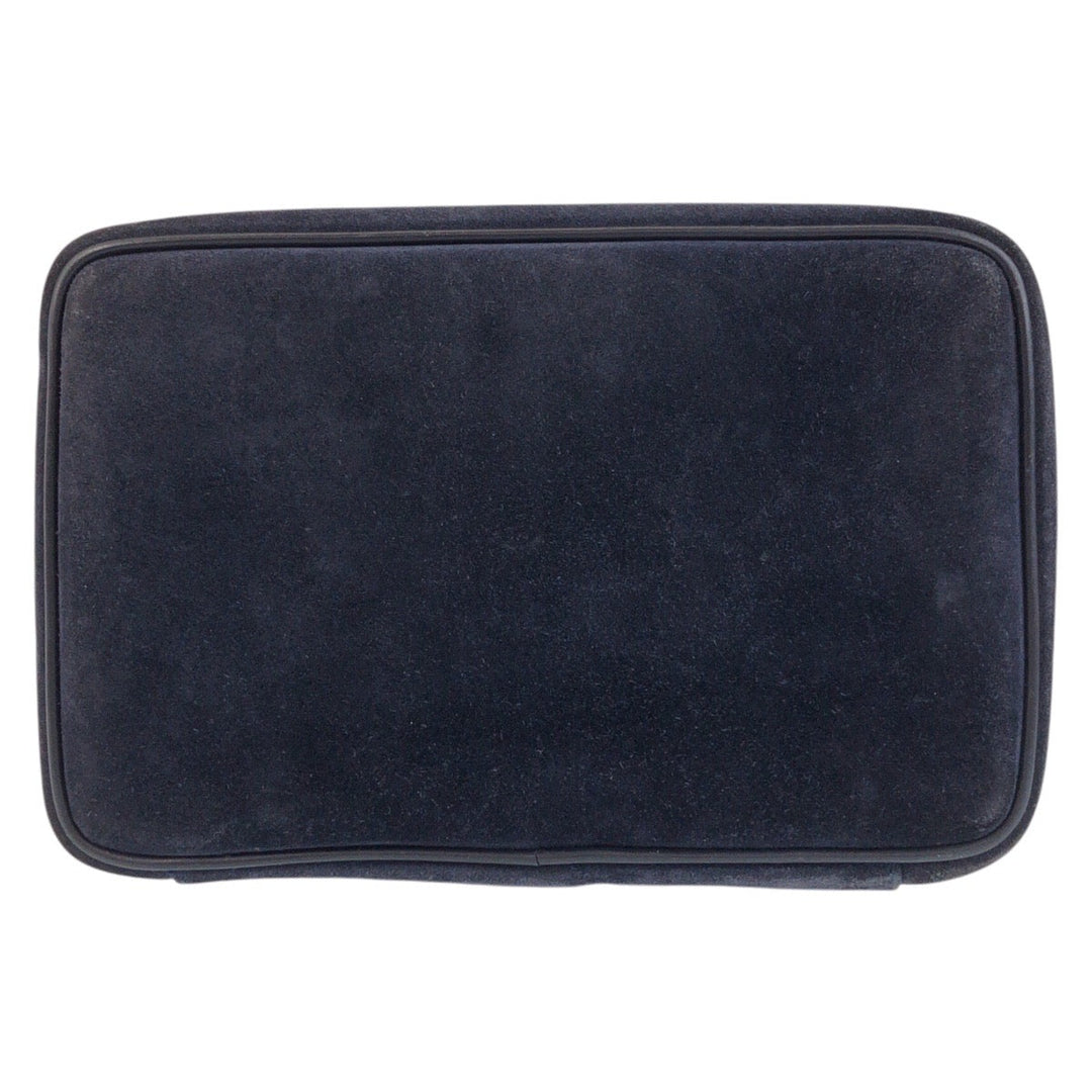 GUCCI Handbag 032 1705 0140 Suede Navy Gold Metal Handbag vanity bag Horsebit Women Used Authentic