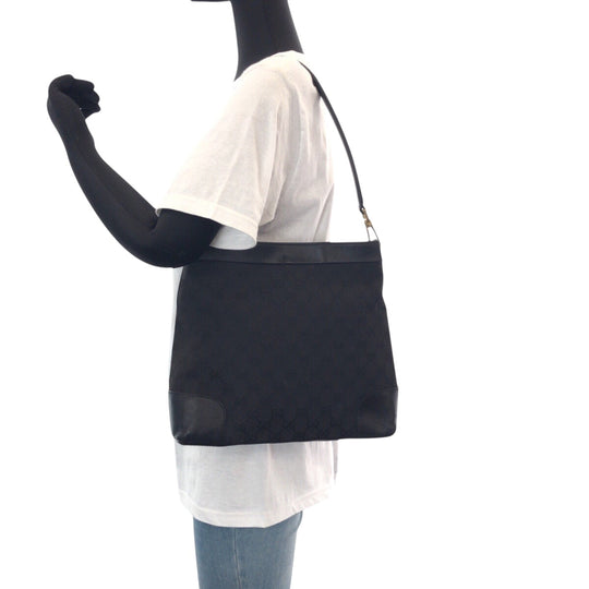 GUCCI Shoulder Bag 001 4231 2123 GG canvas, leather Black GoldMetal Shoulder Bag Women Used Authentic