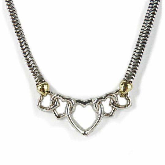 TIFFANY&Co. Necklace Silver925, K18 Yellow Gold Silver heart Women Used Authentic