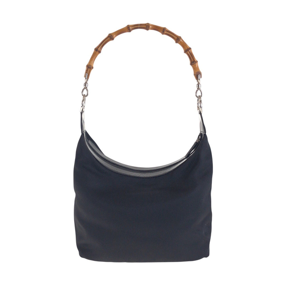 GUCCI Shoulder Bag 000 2855 0531 5 Canvas, Leather Black SilverMetal Shoulder Bag Hobo Bamboo Women Used Authentic