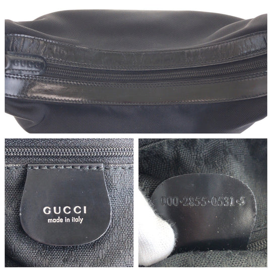 GUCCI Shoulder Bag 000 2855 0531 5 Canvas, Leather Black SilverMetal Shoulder Bag Hobo Bamboo Women Used Authentic