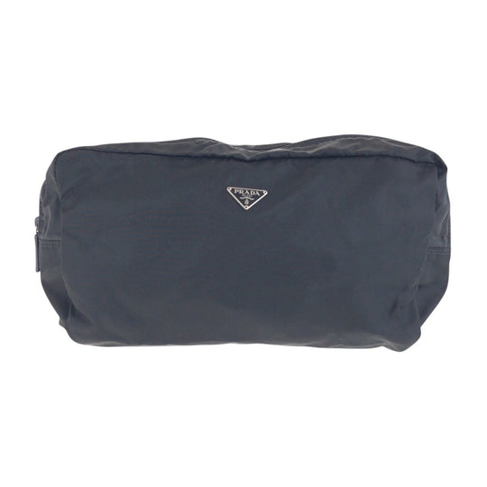 PRADA Pouch Nylon black Pouch Test Triangle With logo Women Used Authentic