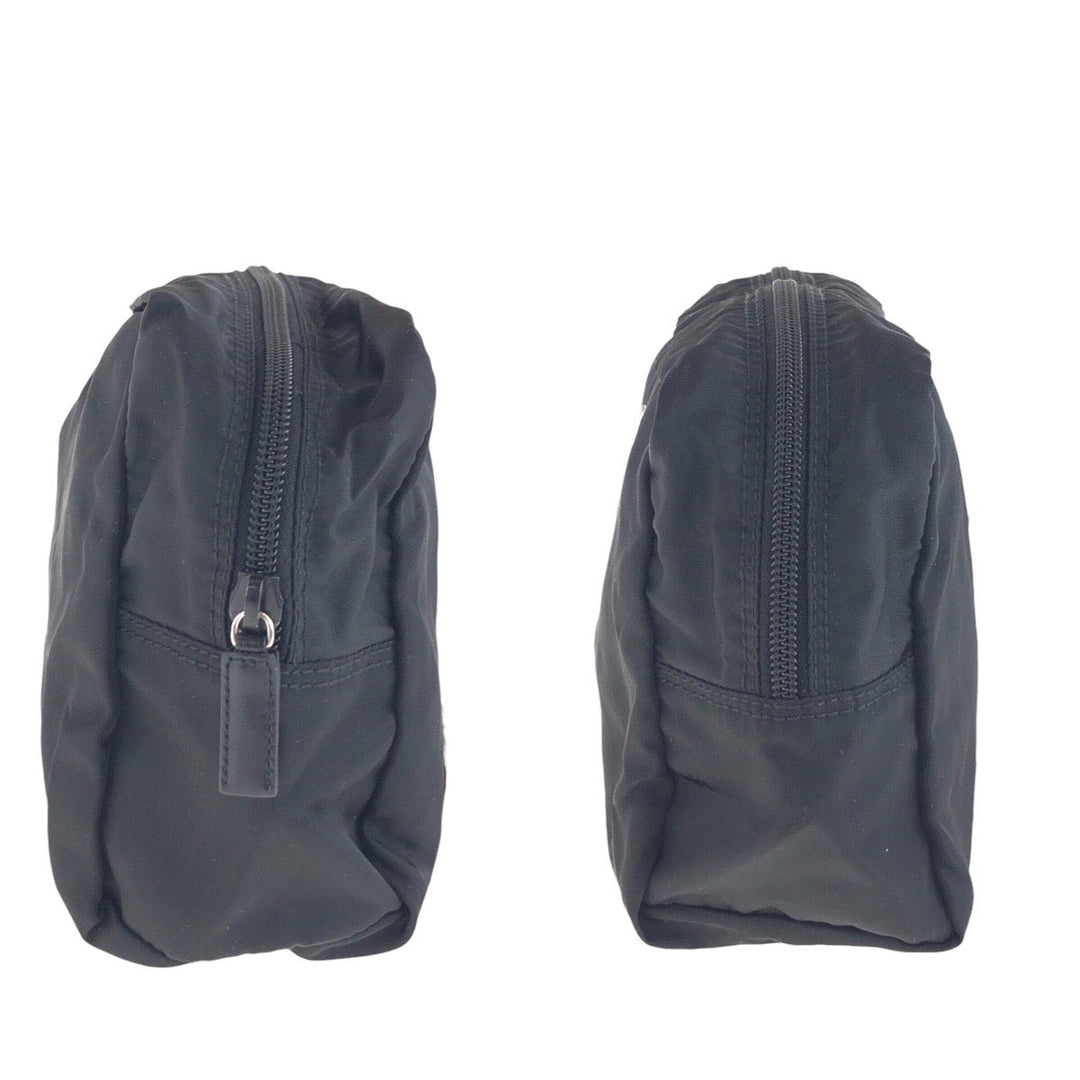 PRADA Pouch Nylon black Pouch Test Triangle With logo Women Used Authentic