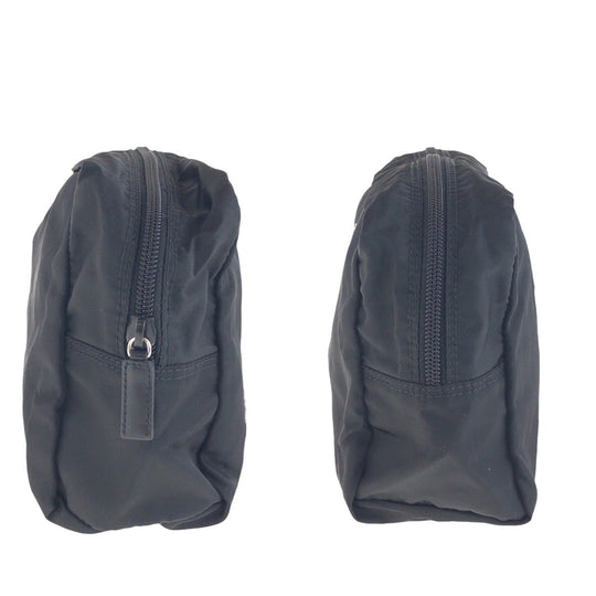 PRADA Pouch Nylon black Pouch Test Triangle With logo Women Used Authentic