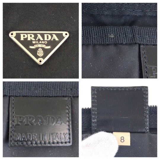 PRADA Pouch Nylon black Pouch Test Triangle With logo Women Used Authentic