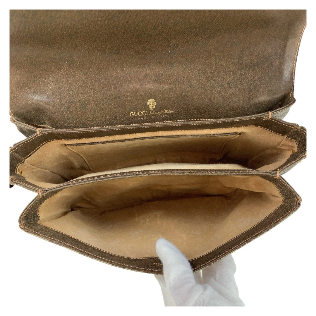 GUCCI Shoulder Bag 14 01 4084 GG Supreme canvas, leather Brown Gold Metal Crossbody Shoulder Bag Old Gucci Women Used Authentic