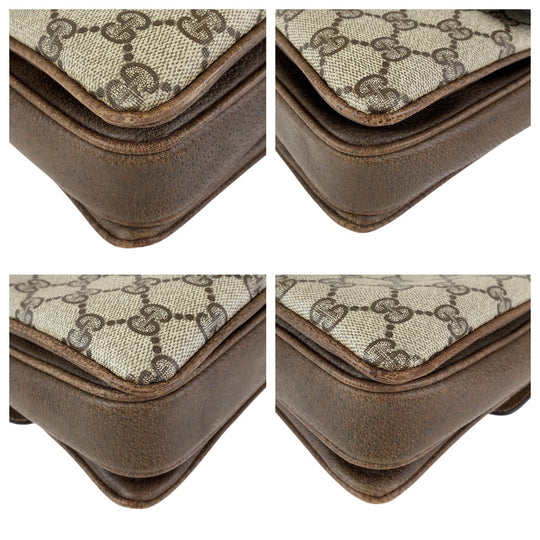 GUCCI Shoulder Bag 14 01 4084 GG Supreme canvas, leather Brown Gold Metal Crossbody Shoulder Bag Old Gucci Women Used Authentic